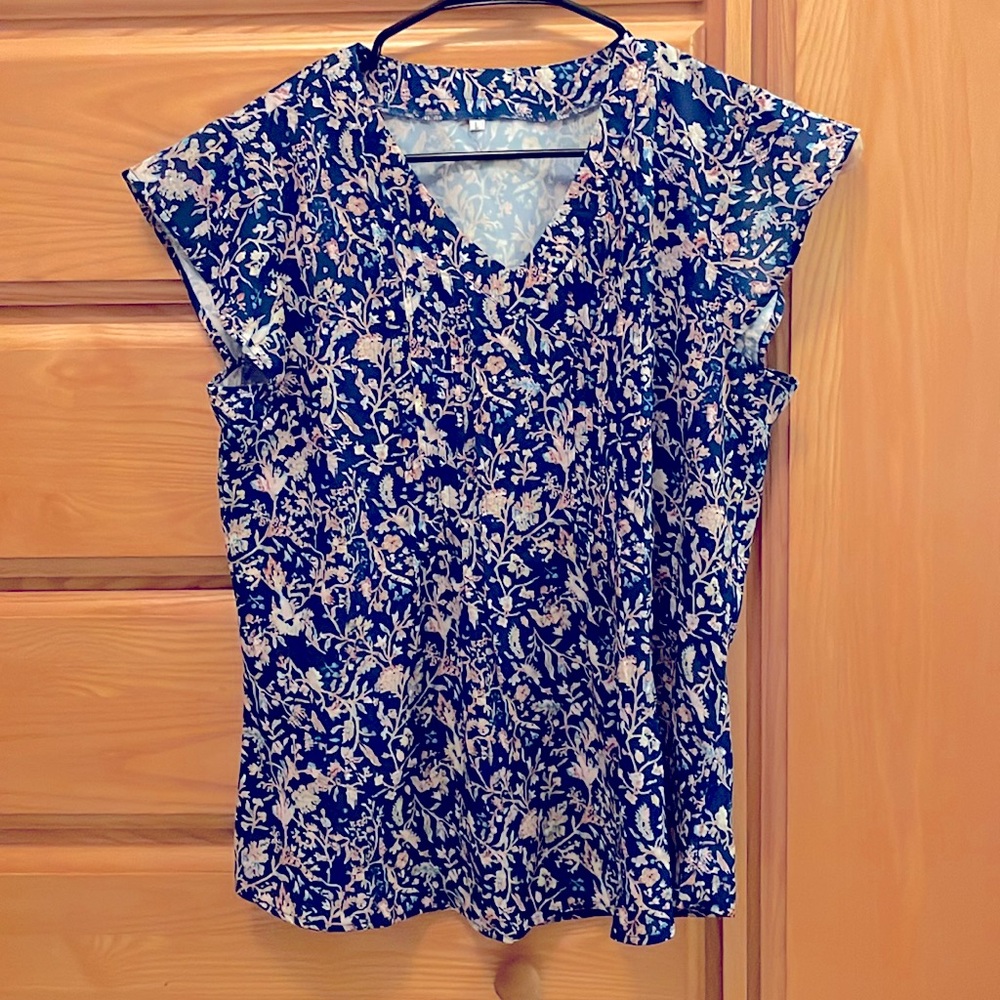 Blue Floral Blouse/Top